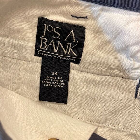 Jos A Banks Chino Shorts. Flat Front. Size 34. Navy 9” inseam - Picture 4 of 5